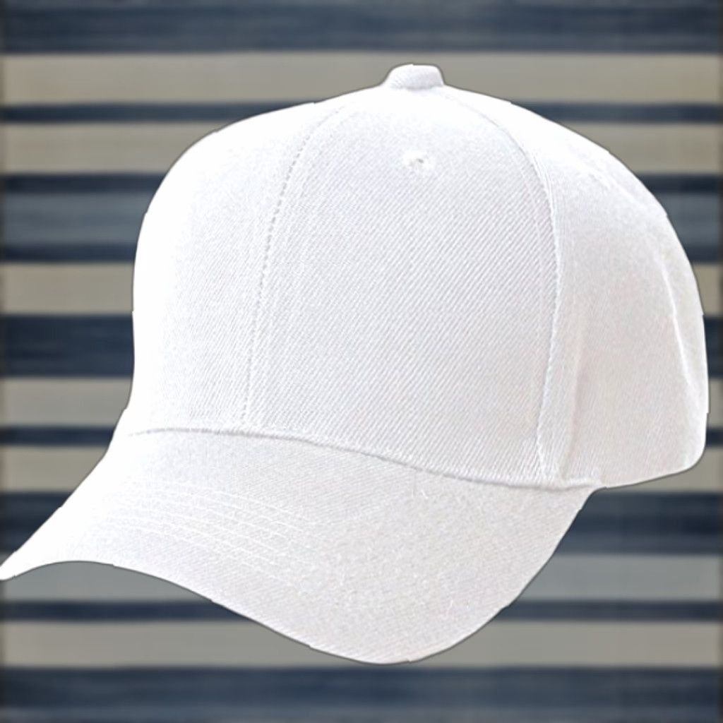 Vintage Unbranded White Baseball Cap Hat - Adjustable Snapback - Unisex One Size - PolyCotton - Sun Block Casual Hat Size ONE SIZE - 1 Preview