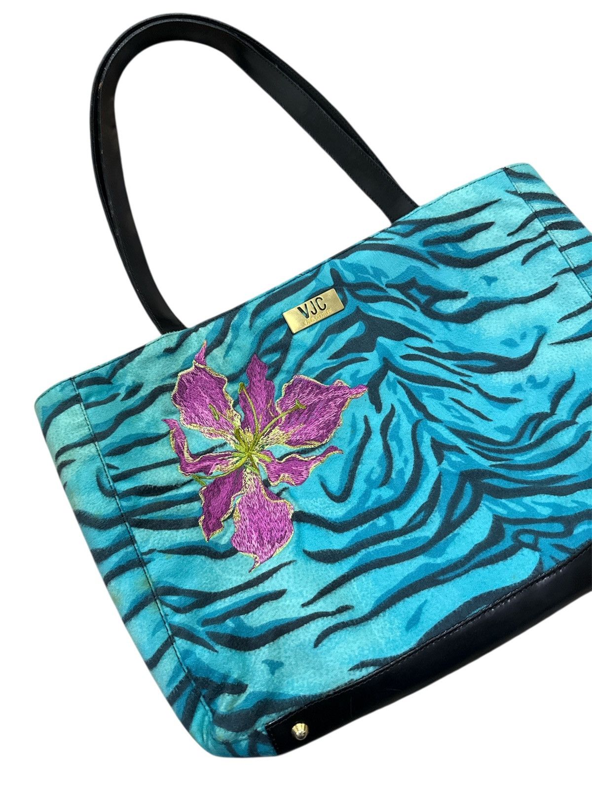 Versace Versace Jeans Couture faux fur handbag blue zebra stripe Size ONE SIZE - 3 Thumbnail