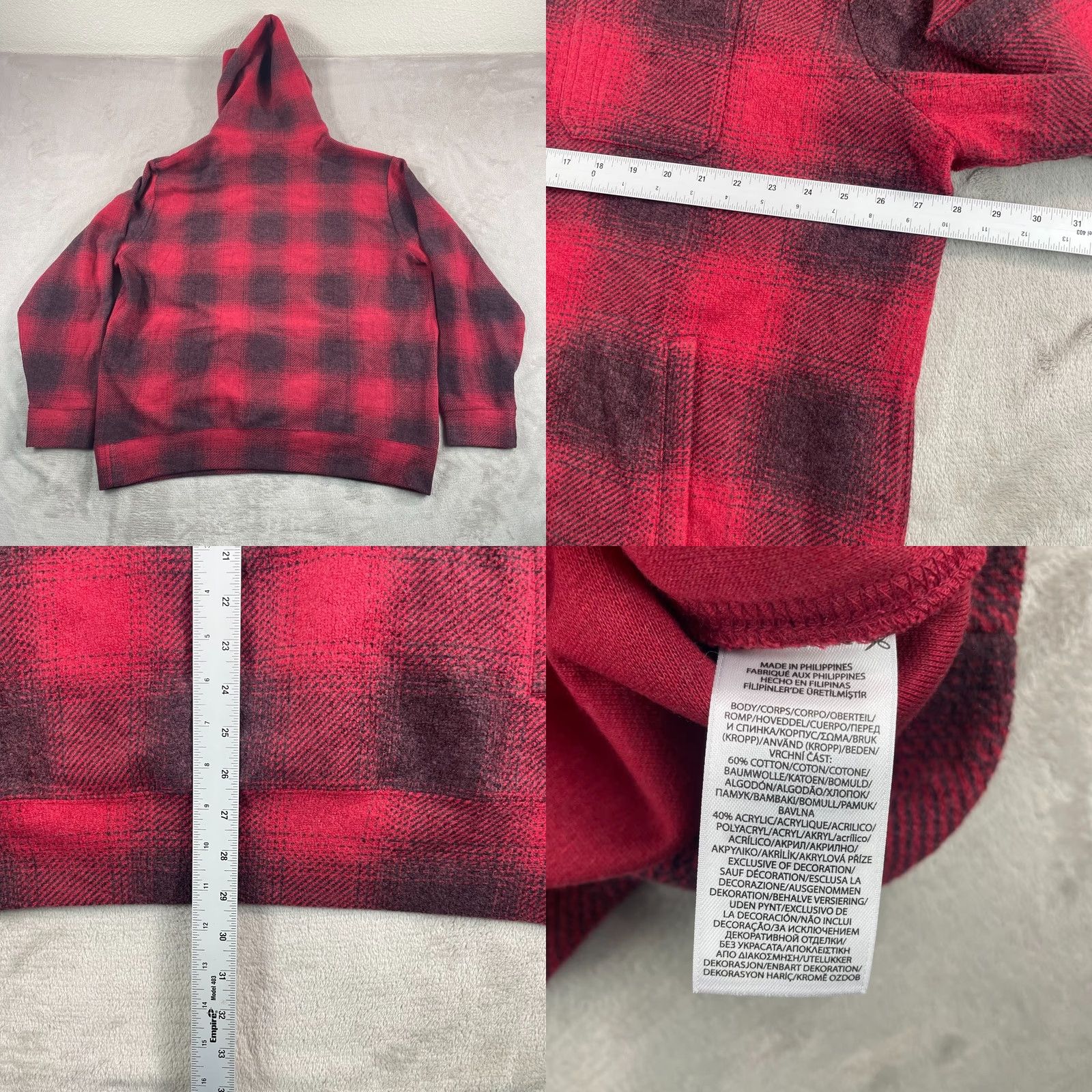 Polo Ralph Lauren VINTAGE Polo Country Ralph Lauren Hoodie Shirt 2XL Red Plaid Logo Pullover Hooded Mens Size US XXL / EU 58 / 5 - 8 Thumbnail