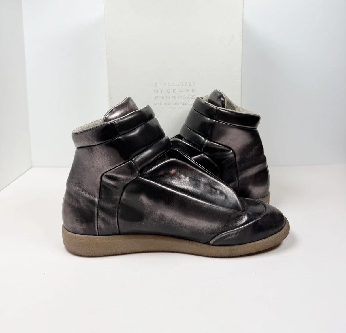 Maison Margiela Future Gray Metallic 9 42 Leather High Suede