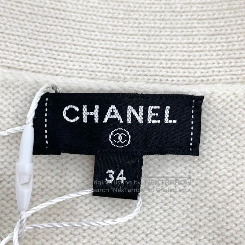 Chanel Chanel White arm wings cashmere V-neck single-breasted lon Size XXS / US 00 / IT 34 - 5 Thumbnail