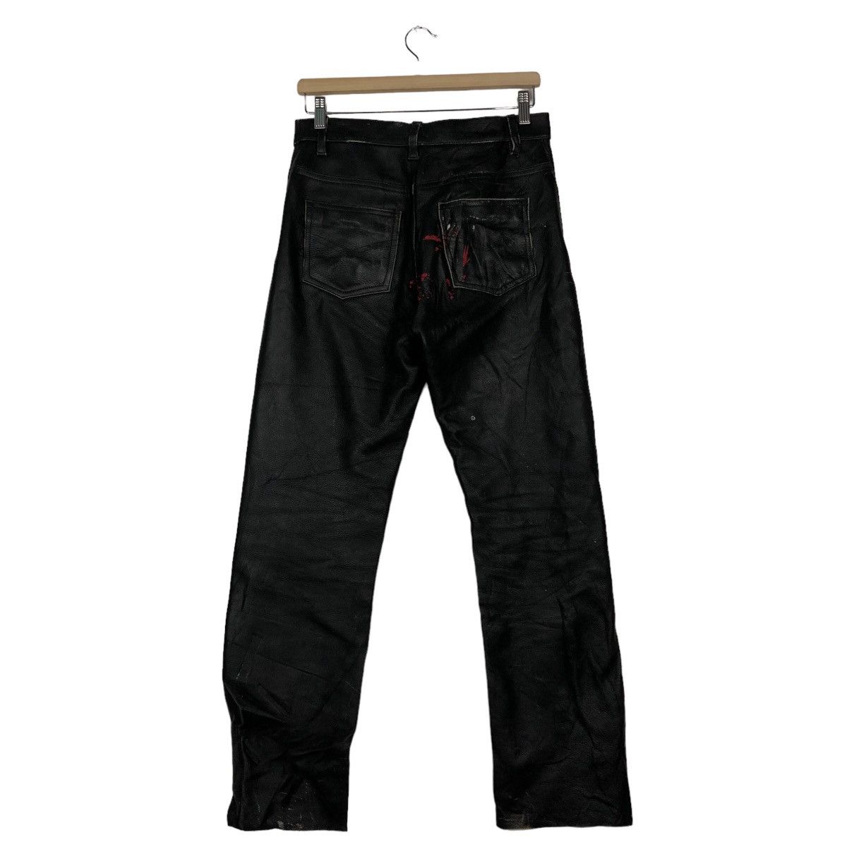 Genuine Leather 🔥Rich Black Vintage Biker Leather Pants Japan Size US 30 / EU 46 - 8 Thumbnail