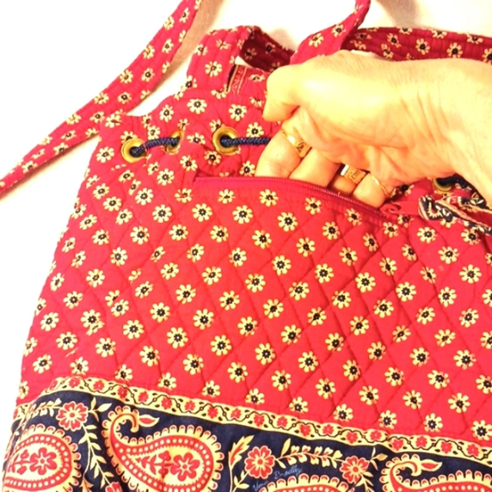 Vera Bradley Backpack VERA BRADLEY Red Blue Boho Travel Paisley QUILTED Size ONE SIZE - 10 Thumbnail