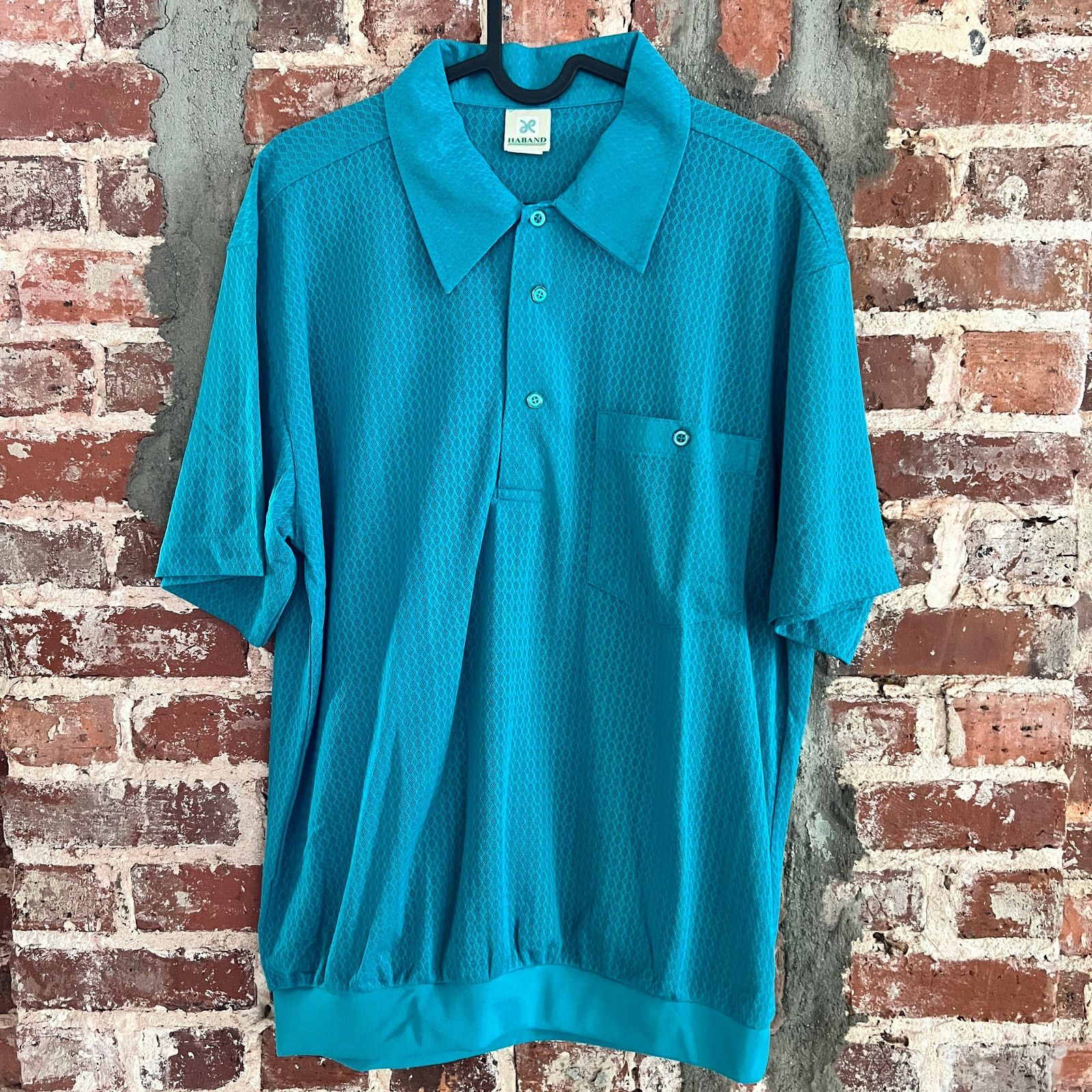 Haband VTG Haband Men's Teal Sheer Short Sleeve Polo M 21x26 Size US M / EU 48-50 / 2 - 2 Thumbnail
