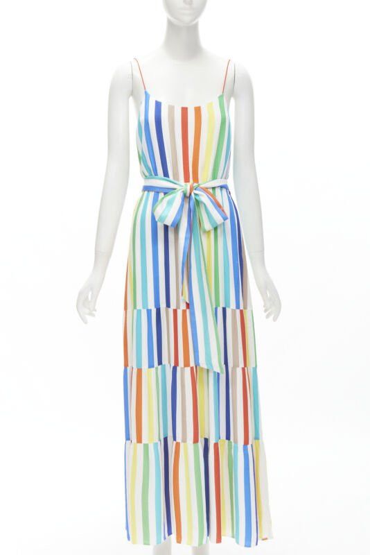 Alice + Olivia ALICE OLIVIA rainbow striped belted midi dress US4 Size S / US 4 / IT 40 - 1 Thumbnail