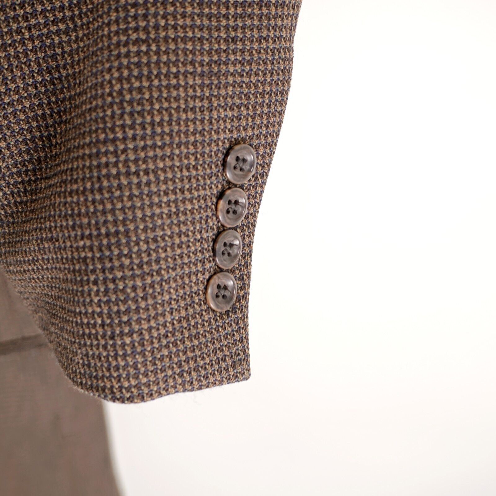 Pronto Uomo Pronto Uomo Tweed Lambswool Brown Blue Tan Check 2 Button Sp Size 50R - 4 Thumbnail