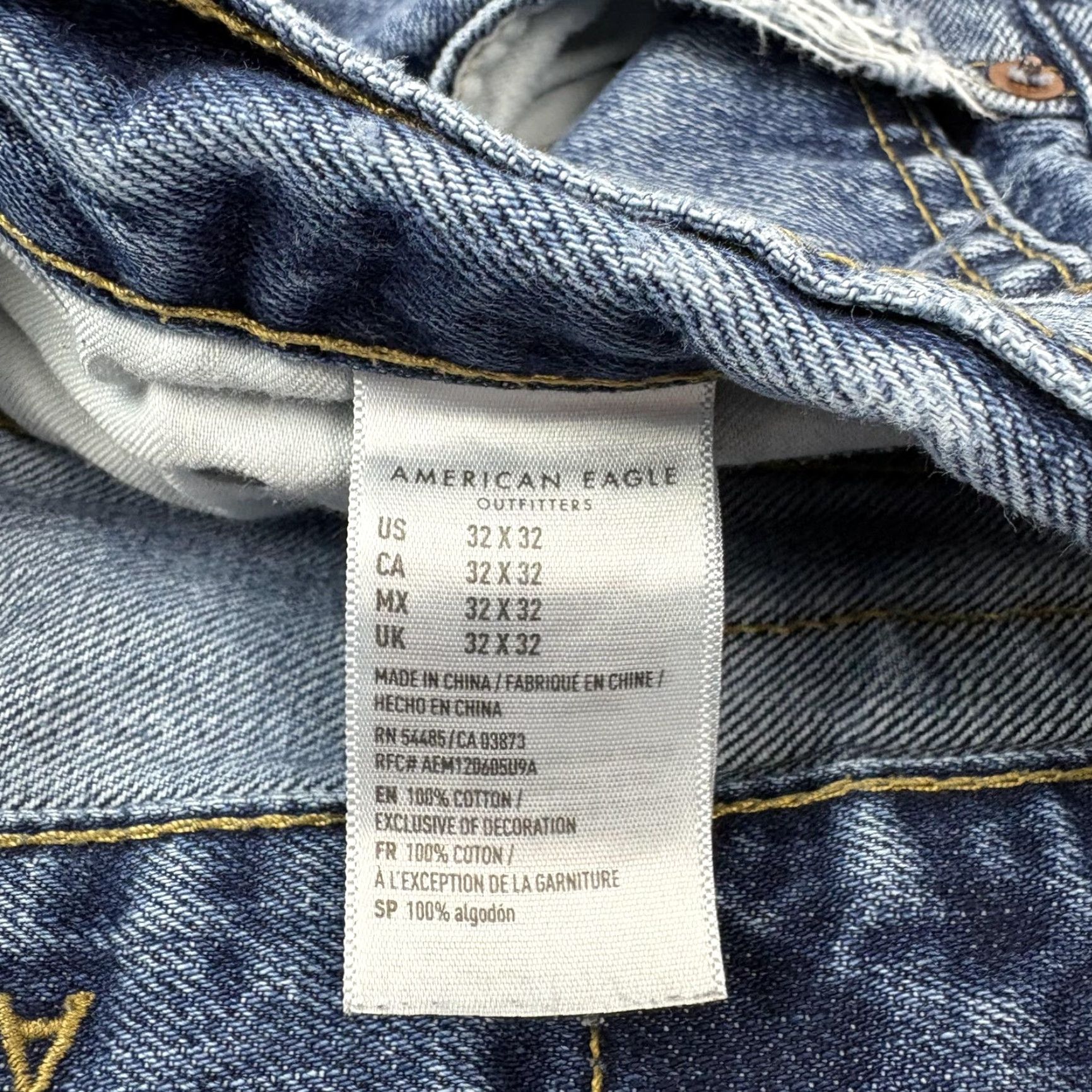 American Eagle Outfitters American Eagle Outfitters Jeans Mens 33x26 Blue Distressed Straight Denim Size US 33 - 4 Thumbnail