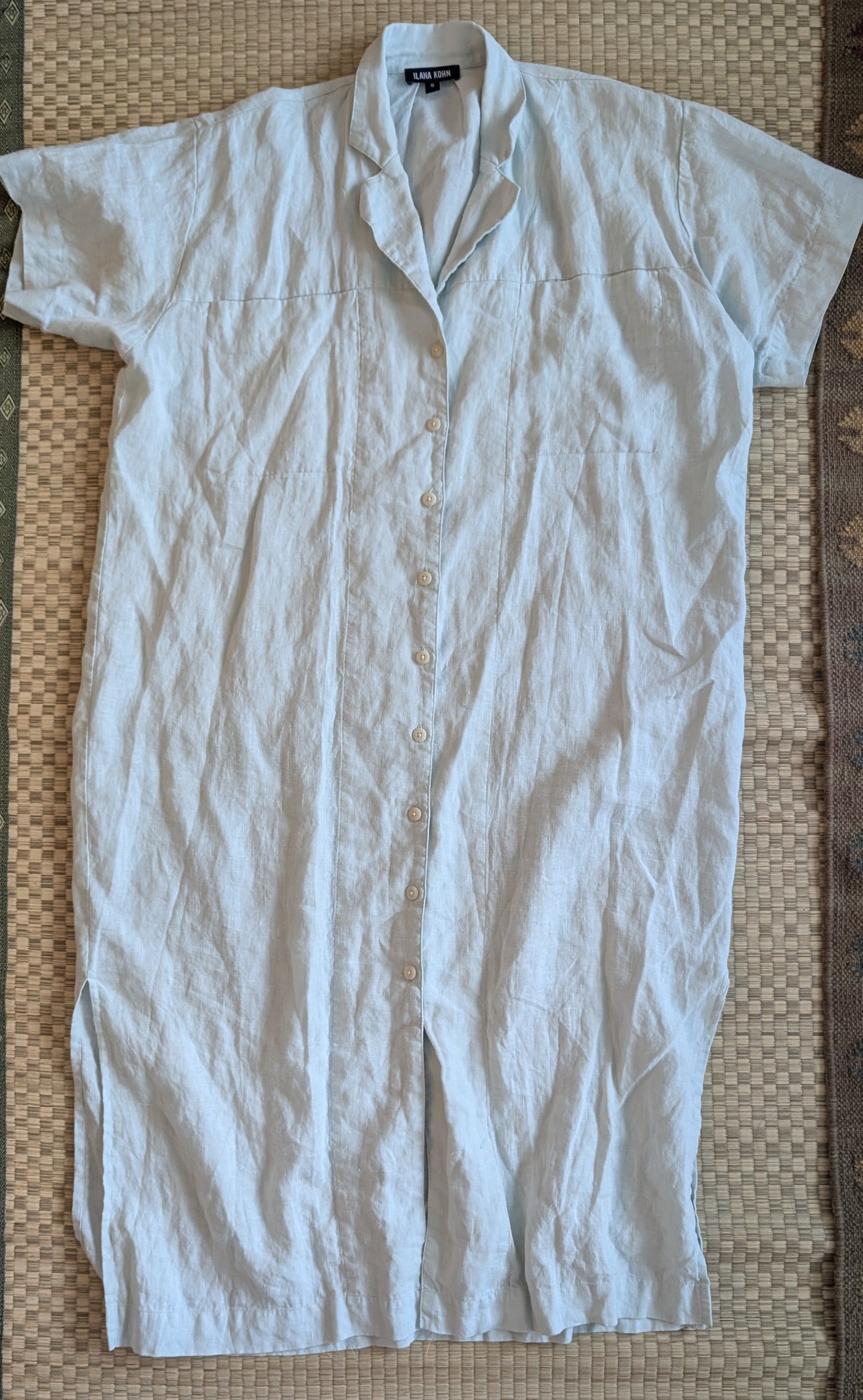 Ilana Kohn 100% Linen Shirt Dress Mint Made in USA