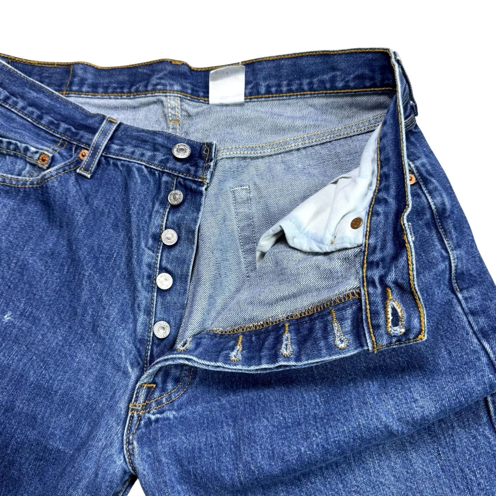 Levi's VINTAGE Levi's 501XX Jeans Men's 36x34 Straight Button Fly Distressed Grunge Blue Denim Five Pocket Jeans Mens Classic Straight Fit Size US 36 / EU 52 - 4 Thumbnail