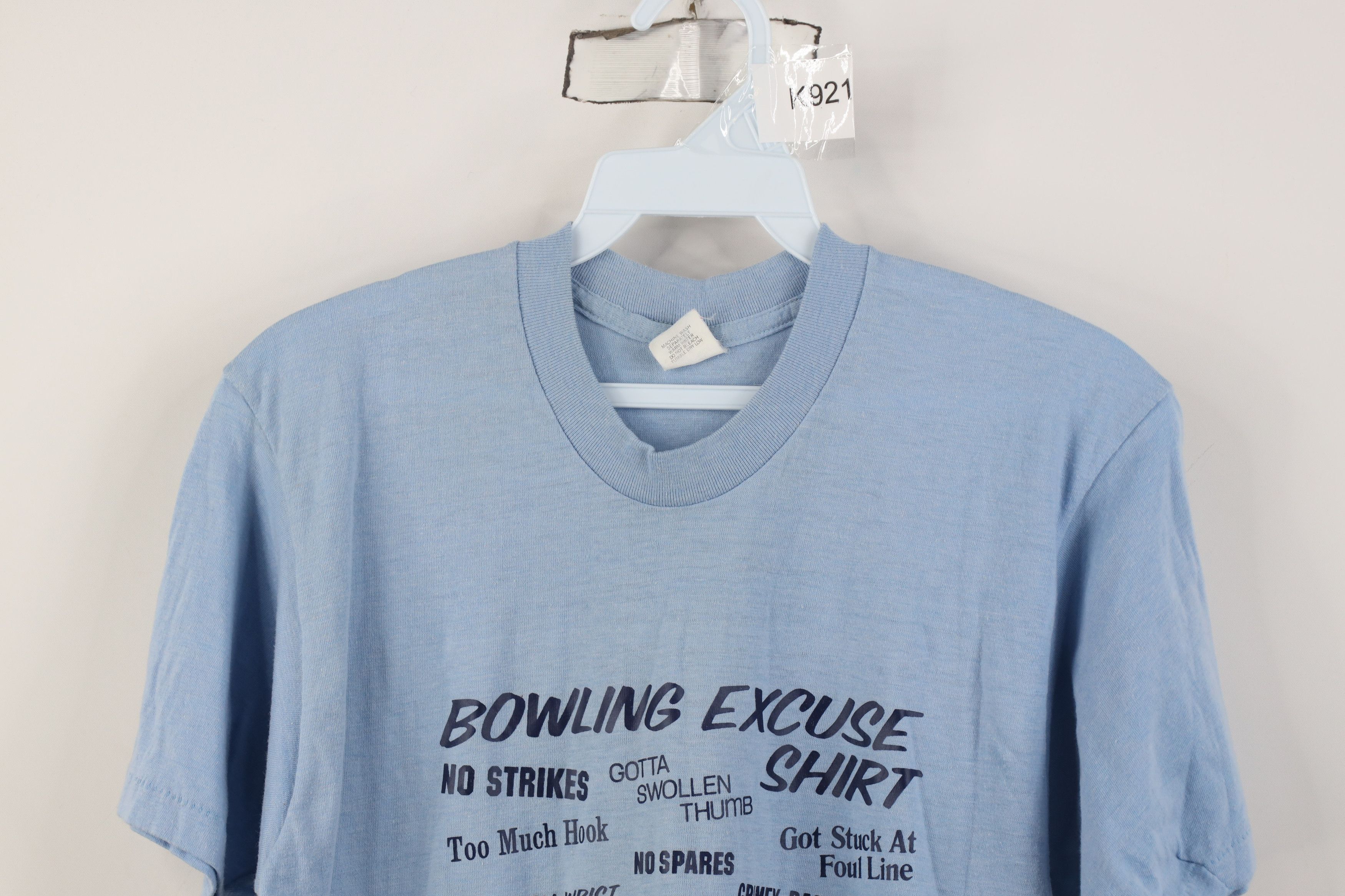 Vintage Vintage 80s Bowling Excuse Short Sleeve T-Shirt Blue USA Size L / US 10 / IT 46 - 2 Thumbnail