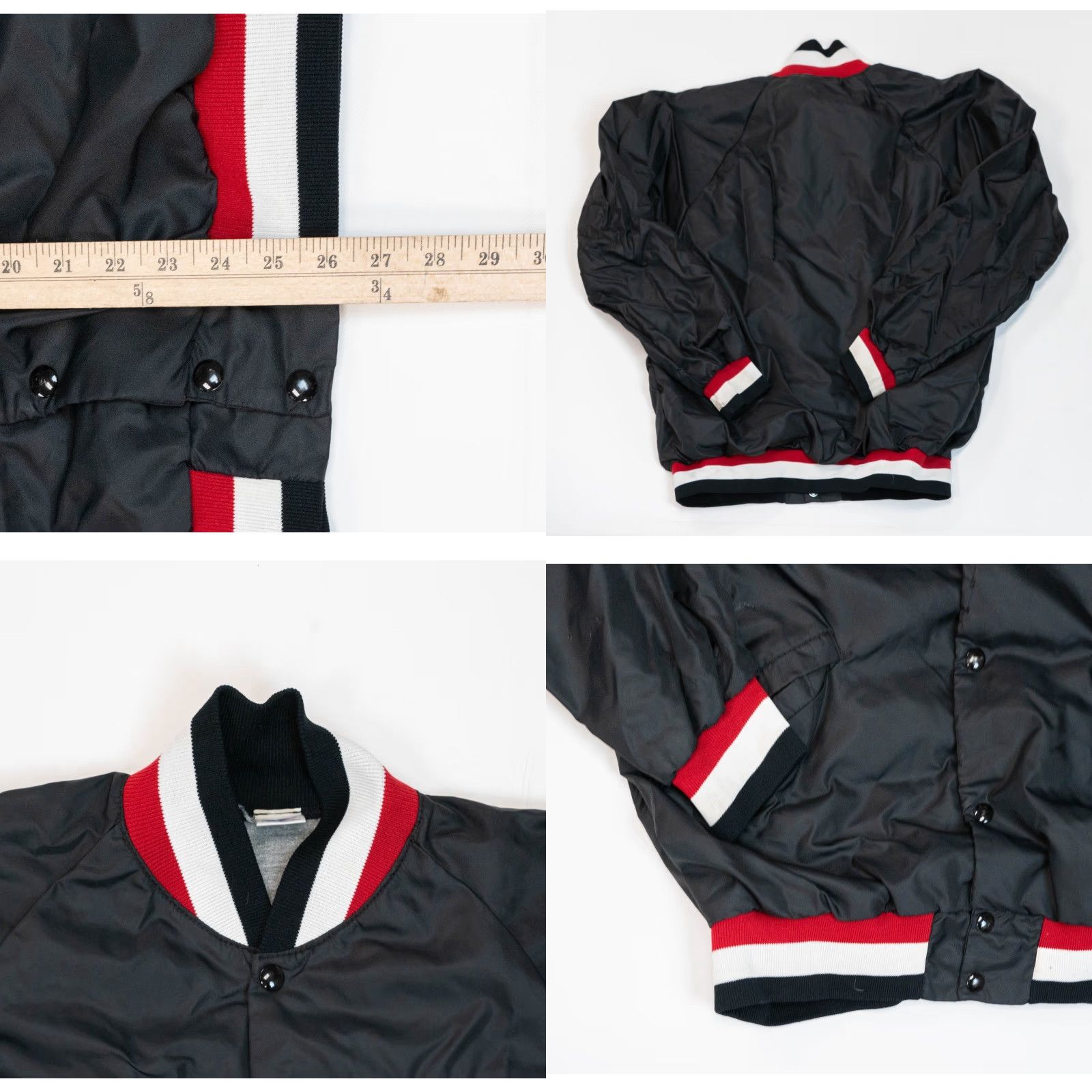 Russell Athletic VINTAGE Russell Athletic Varsity Jacket Shirt L Black Snap Bomber Black Red 80s 90s College NCAA Sports Mens Size US L / EU 52-54 / 3 - 8 Thumbnail
