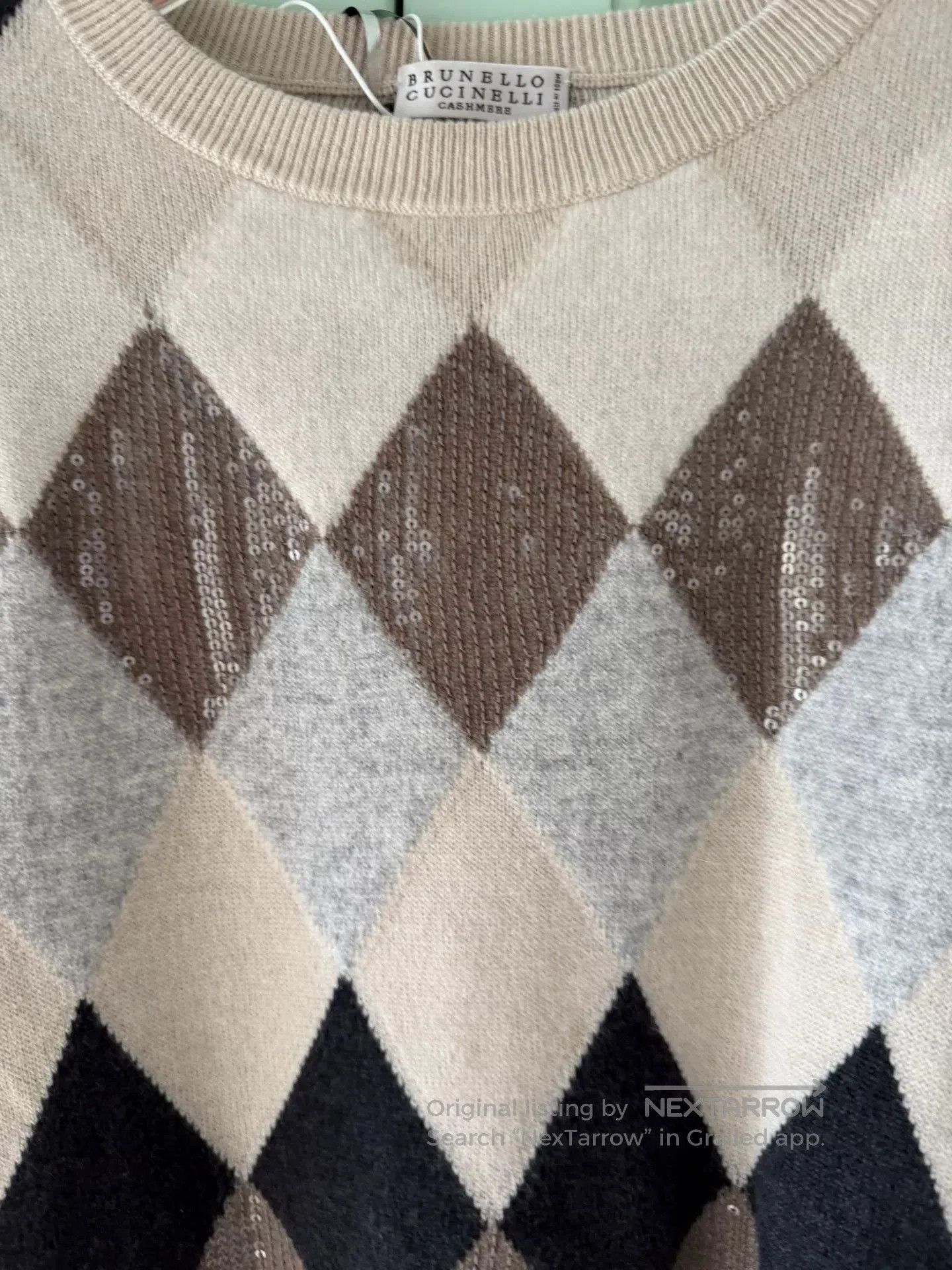 Brunello Cucinelli Brunello Cucinelli Argyle Cashmere Wool Sweater. Size XS / US 0-2 / IT 36-38 - 7 Thumbnail