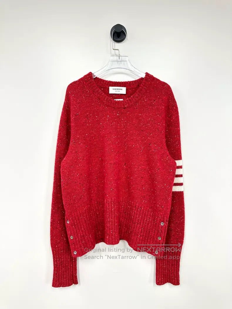 Thom Browne Thom Browne Red classic four-striped knit sweater Size US L / EU 52-54 / 3 - 1 Thumbnail