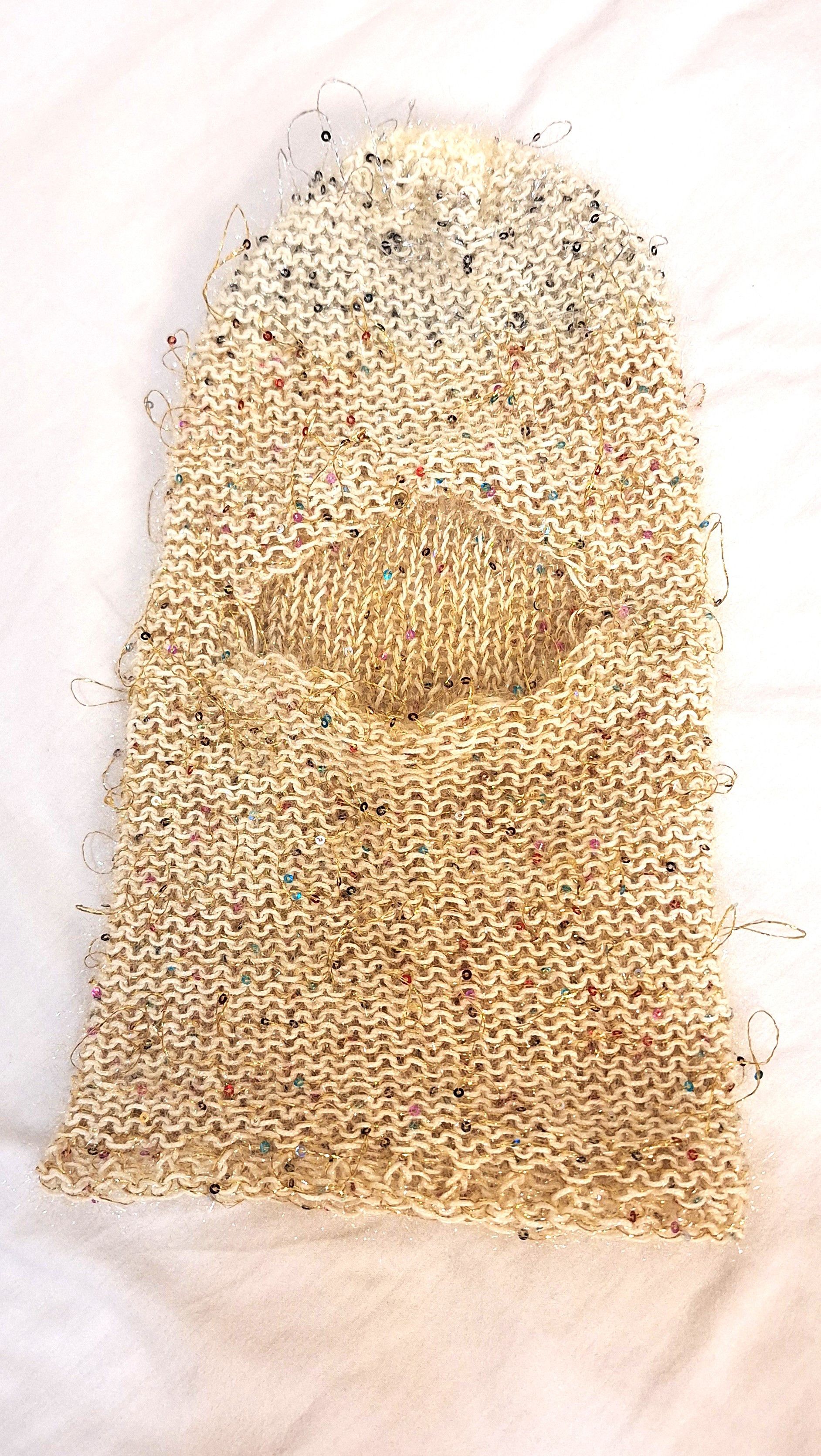 Other Cream Knit Hood w/ Sequins, Avantgarde Artwear , Tinsel Riot Size ONE SIZE - 2 Thumbnail