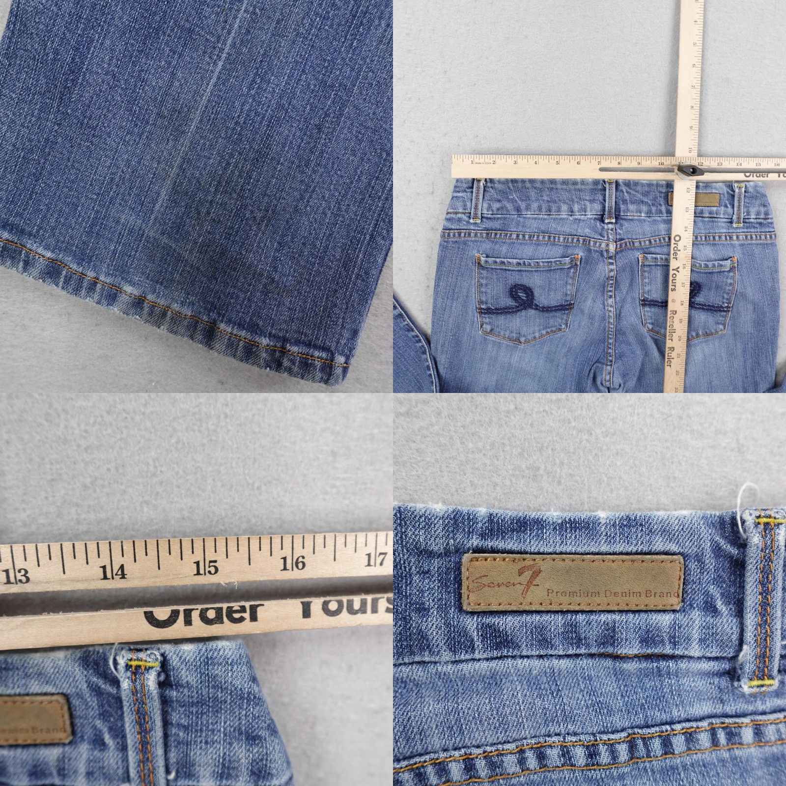 Vintage VINTAGE Seven7 Jeans Womens 32 Blue Denim Low Rise Bootcut Flare Y2K Flex Stretch Faded Size 24" / US 00 / IT 34 - 8 Thumbnail