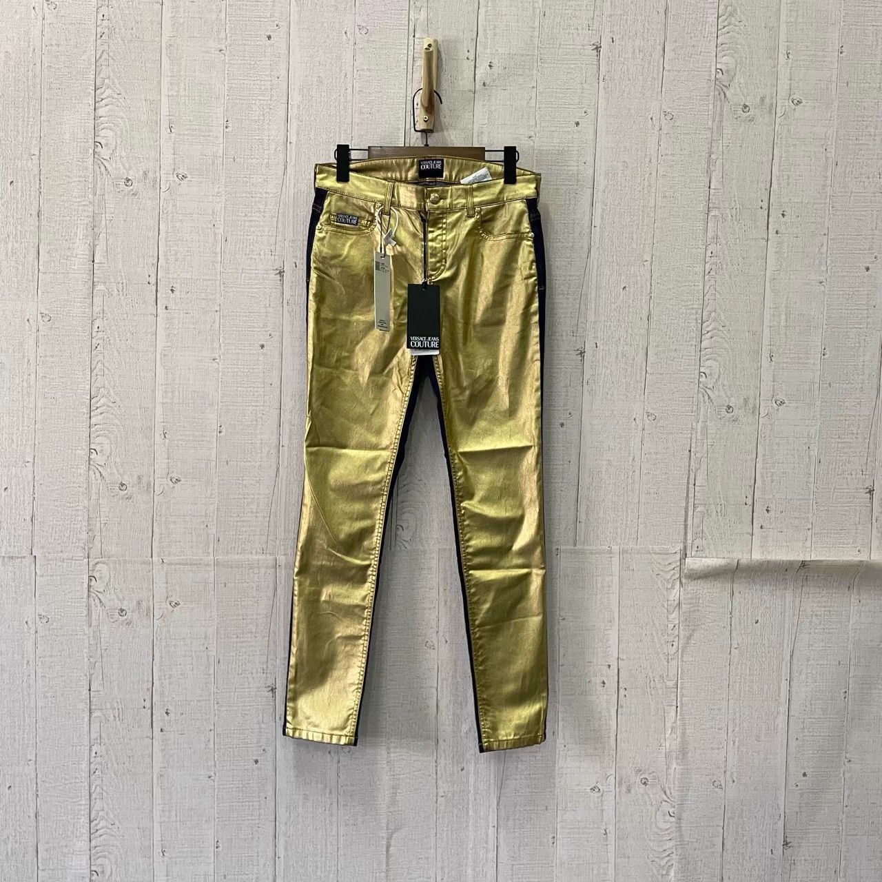 Versace VERSACE Black Gold Color Block Pants 26-29 Size 26" / US 2 / IT 38 - 1 Thumbnail