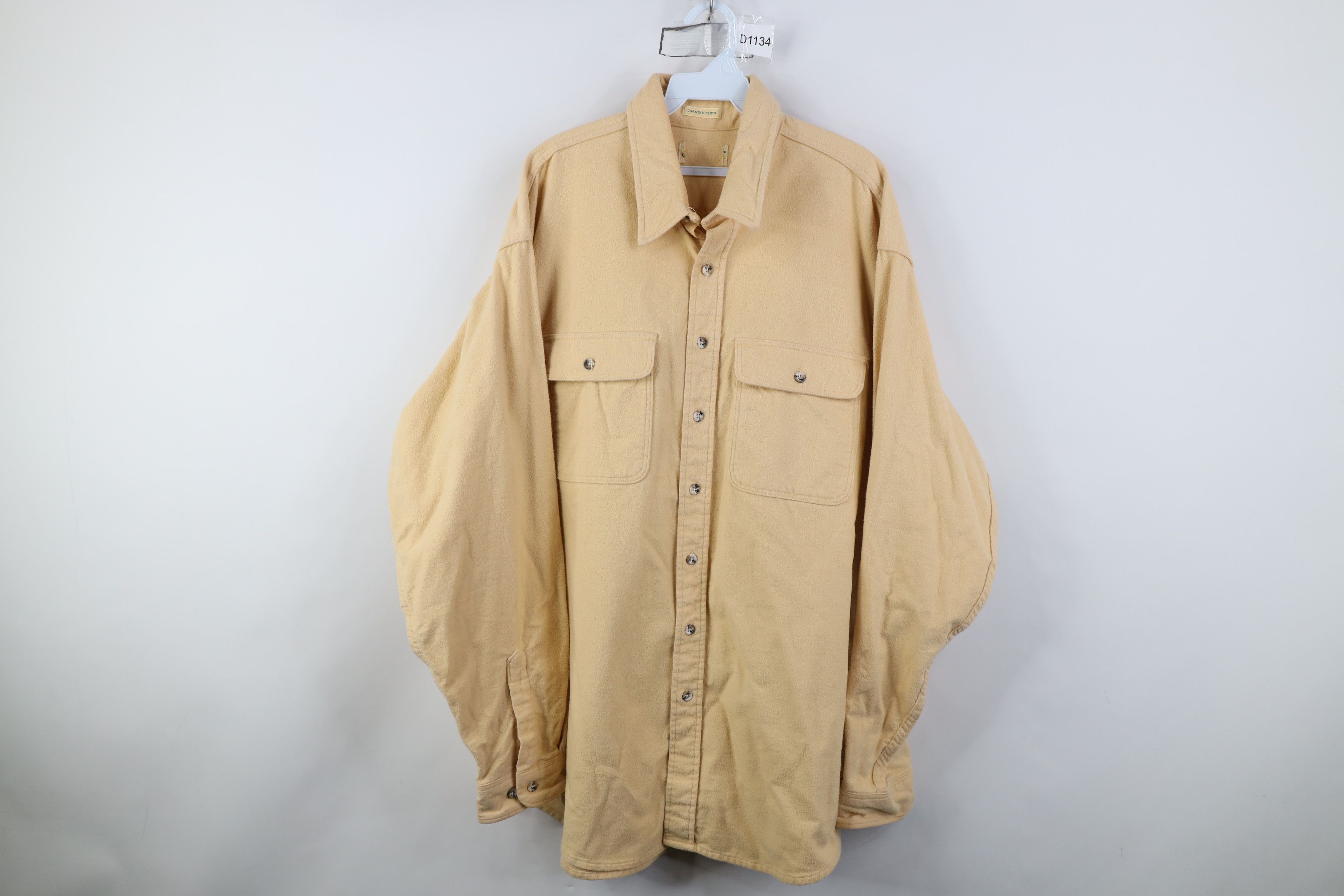 Vintage 70s Streetwear Chamois Cloth Button Shirt Yellow USA