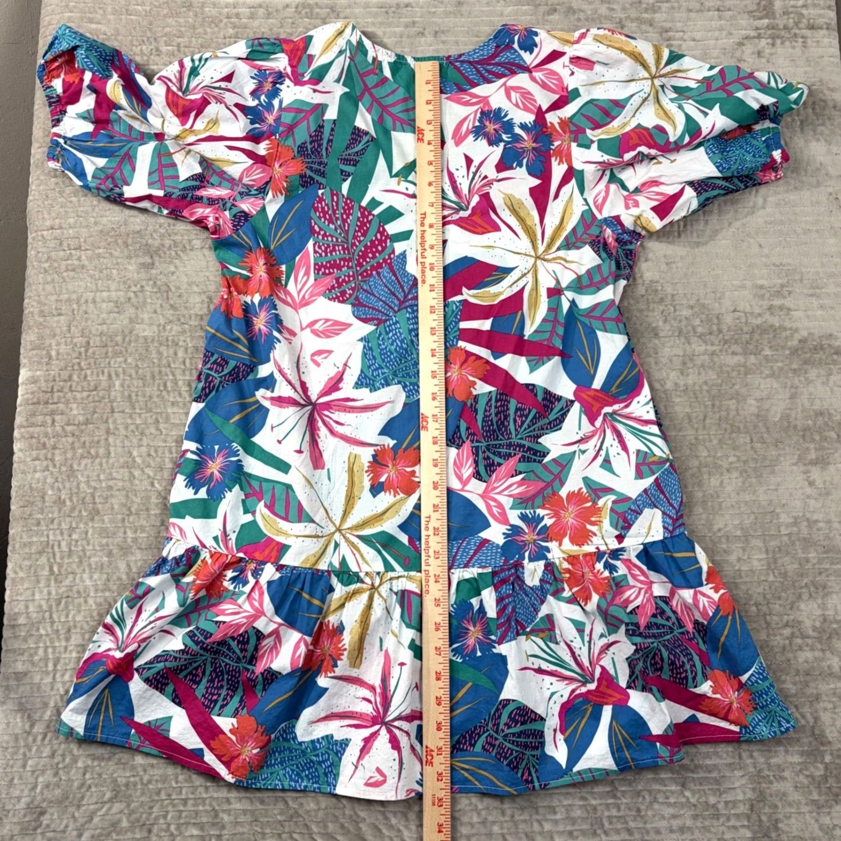 Sundry Sundry Mini Sun All Day Dress Floral Ruffle Tiered Puff Sleeve Cotton Womens L Size L / US 10 / IT 46 - 6 Thumbnail