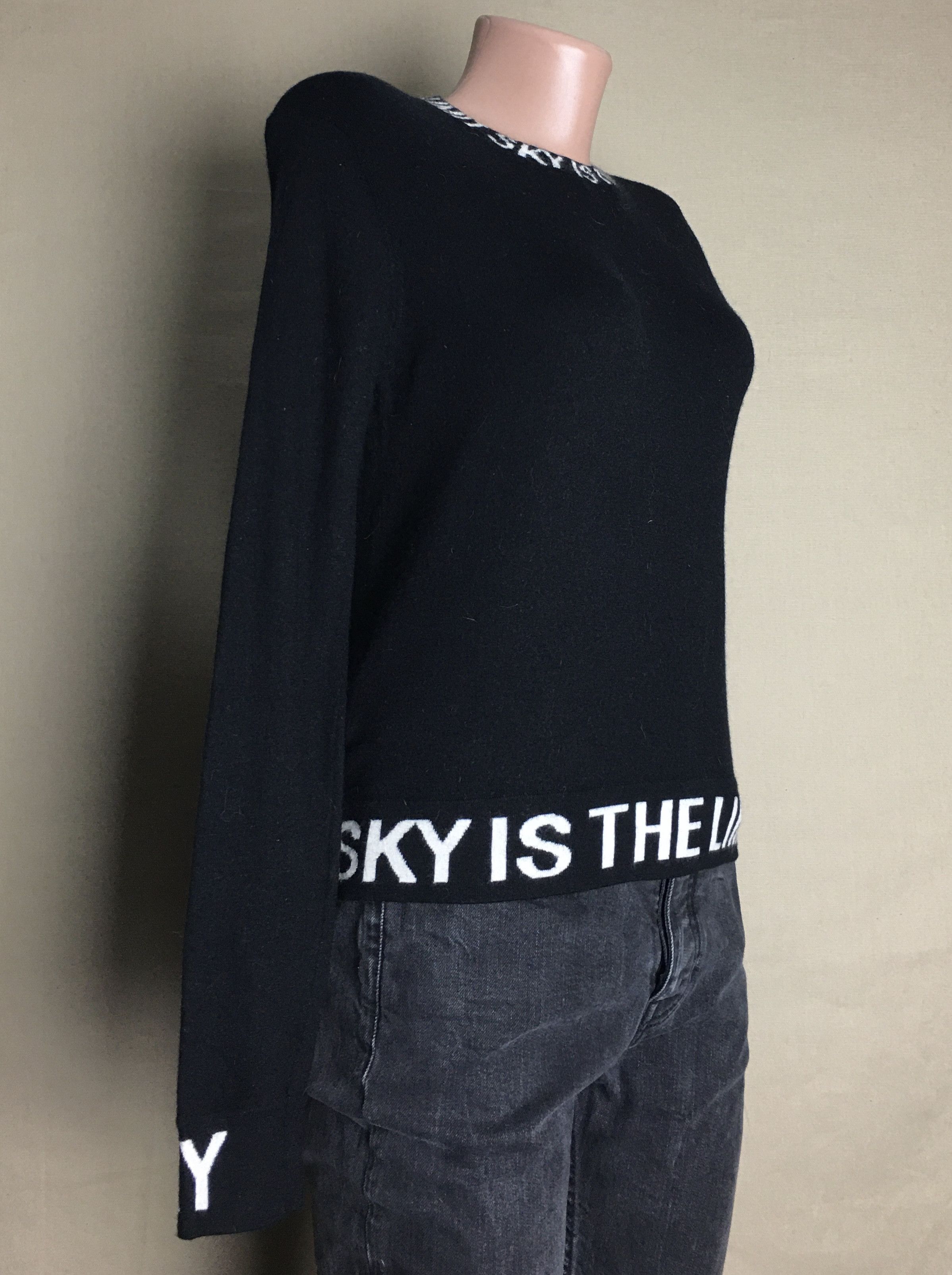 Designer FROM FUTURE Prime Wool Black Sweater "Sky is the limit" Size L / US 10 / IT 46 - 5 Thumbnail