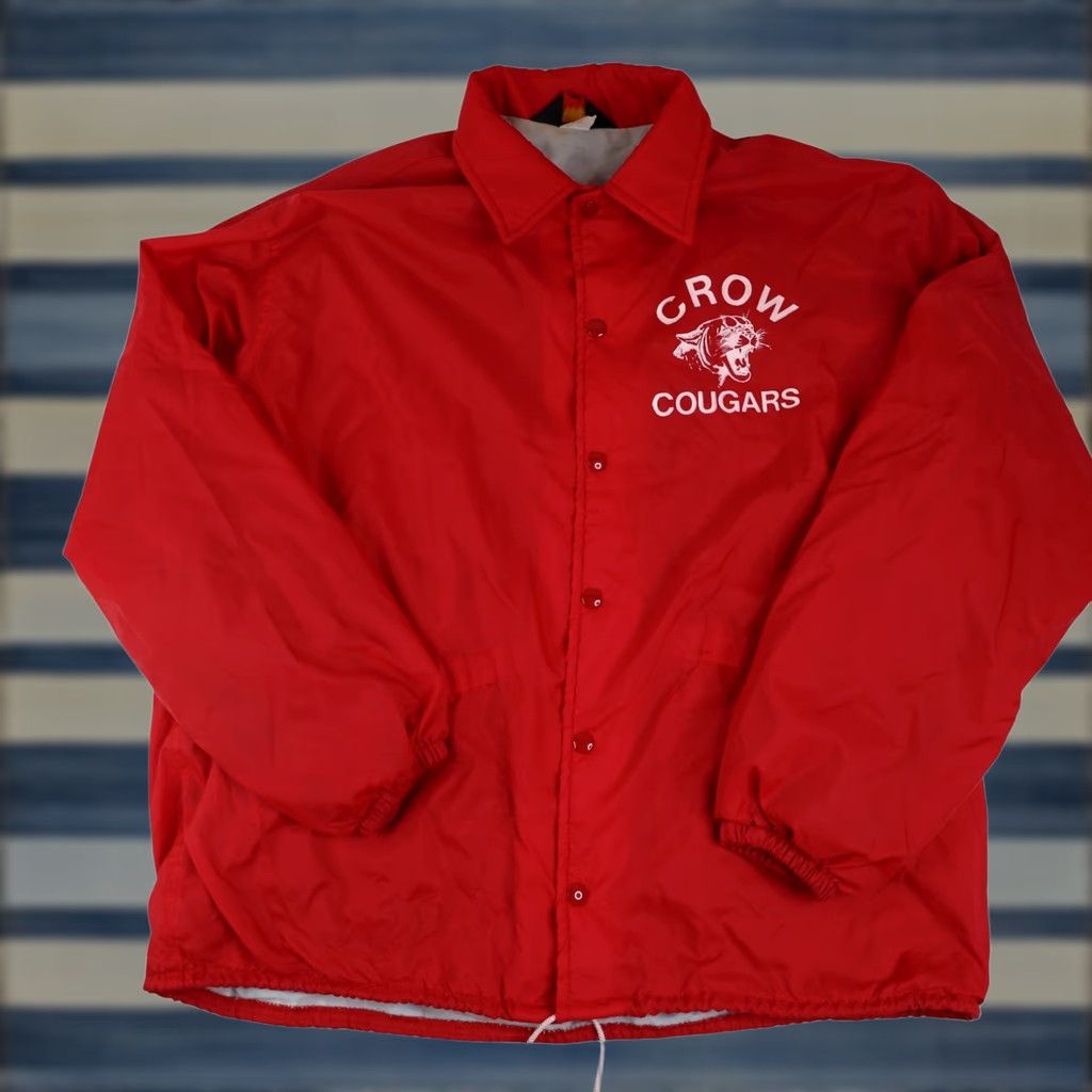 Cougar VINTAGE Playjac Crow Cougars Highschool Light Jacket Mens XL Red Windbreaker Jacket Size US XL / EU 56 / 4 - 1 Thumbnail
