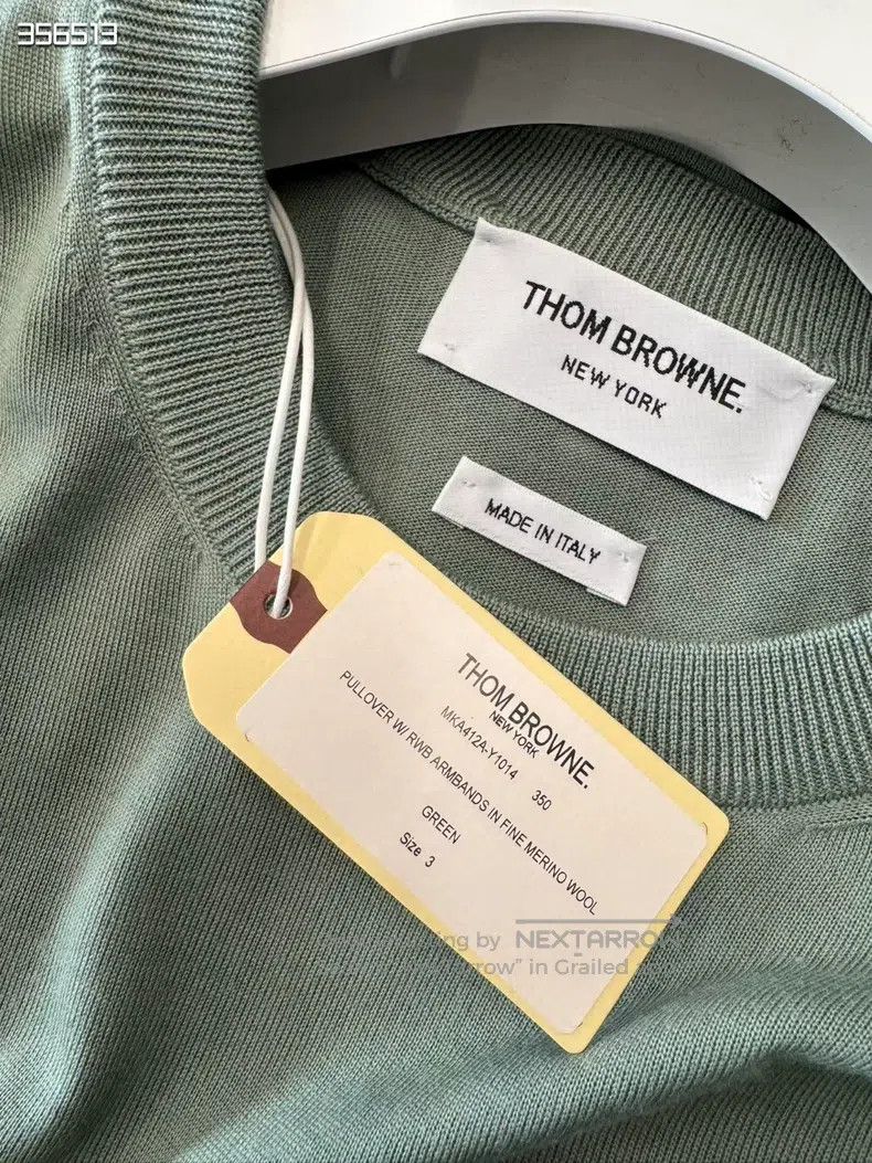 Thom Browne Thom Browne Double Sleeve Logo Tape Thin Wool Sweater Size US L / EU 52-54 / 3 - 3 Thumbnail