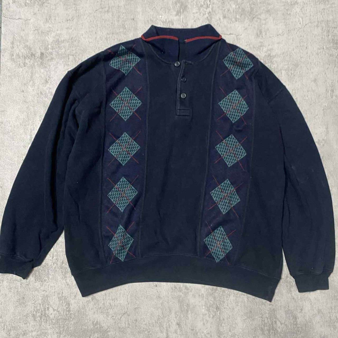 Other Navy blue vintage 90s argyle sweatshirt with red accents Size US L / EU 52-54 / 3 - 1 Thumbnail