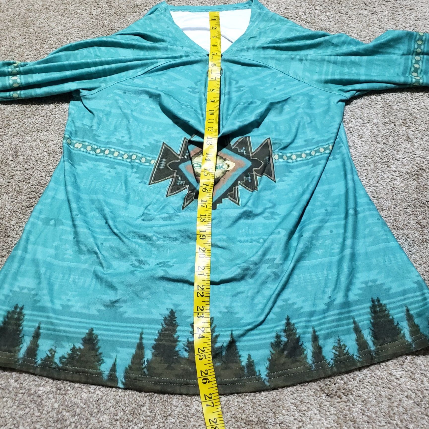 Vintage Blue Aztec Pattern Shirt Zipper Long Sleeve Adult Women M Medium Blue Aztec Pattern Shirt Adult Women M Size M / US 6-8 / IT 42-44 - 5 Thumbnail
