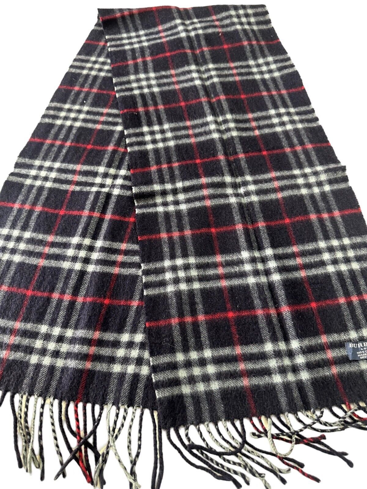 Burberry Burberry Vintage Unisex Scarf Navy Blue 100% Cashmere Size ONE SIZE - 2 Thumbnail