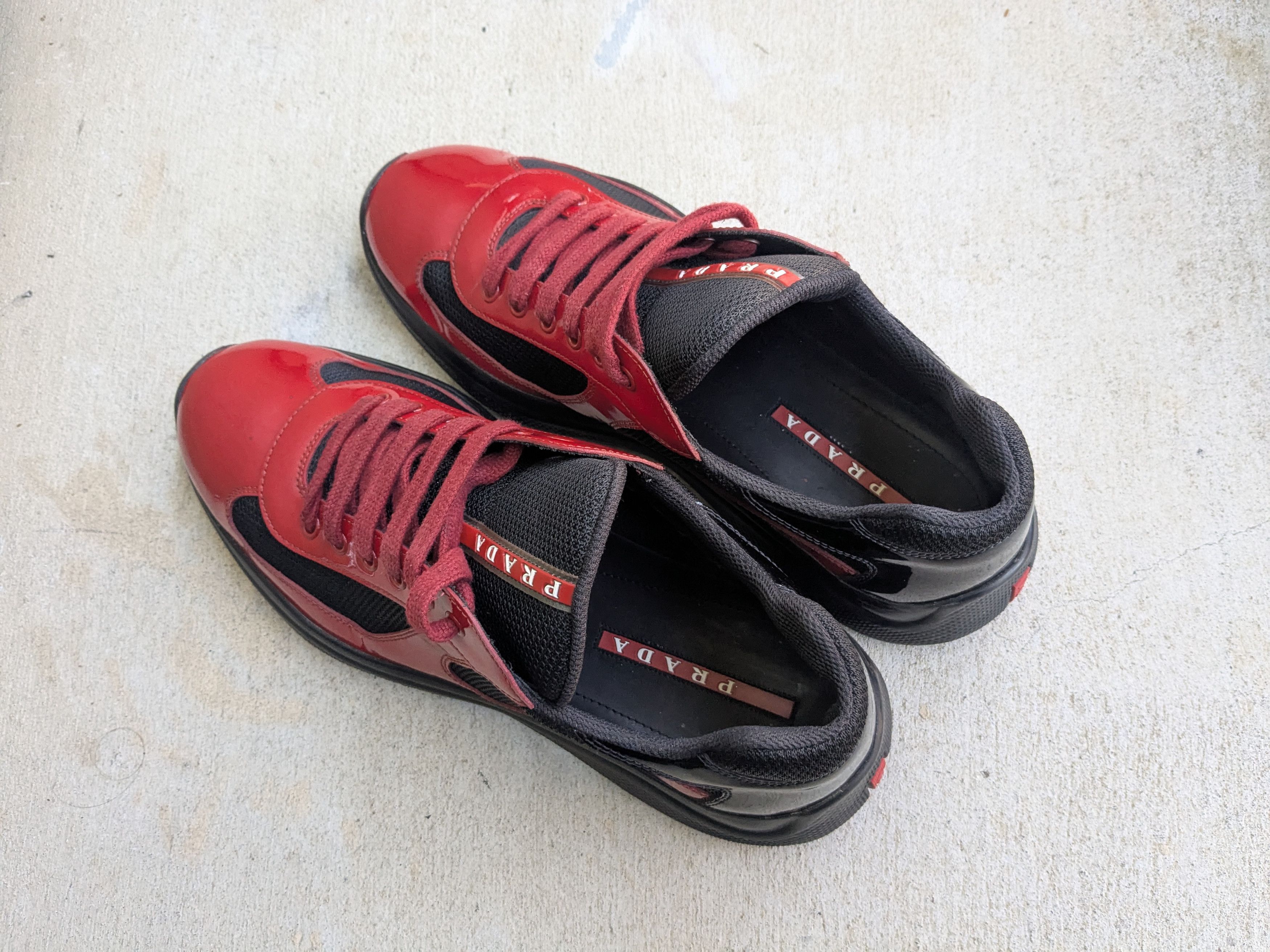 Prada Prada America's Cup Sneakers Red Black Patent 10 Black Size US 10 / EU 43 - 13 Thumbnail