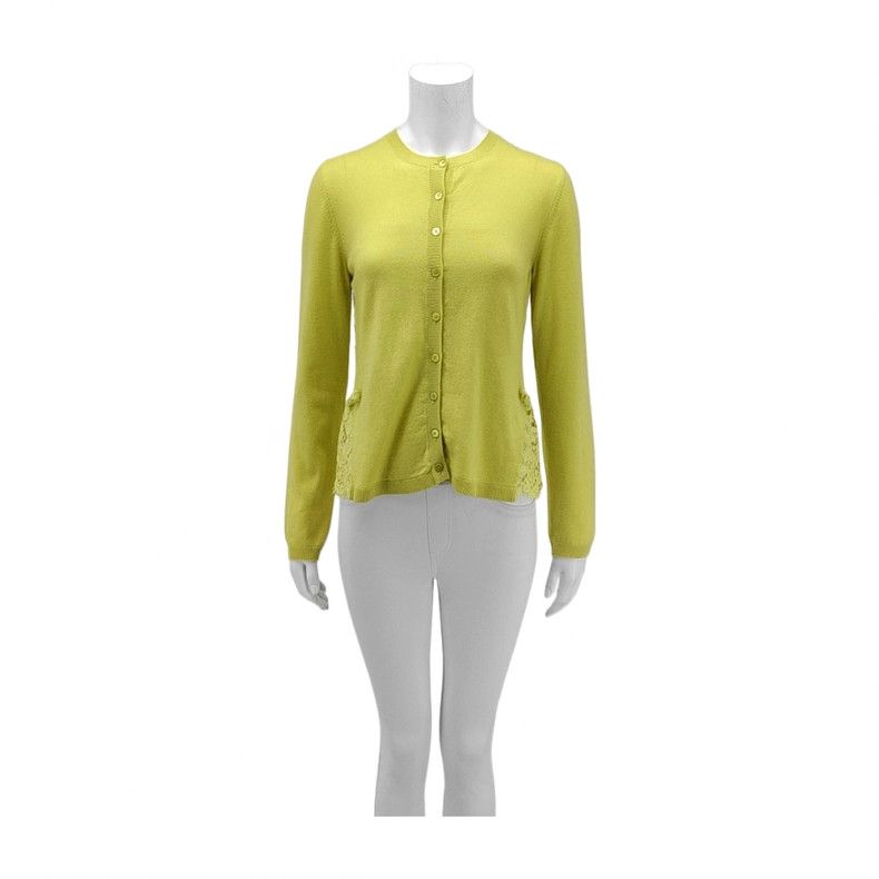 Valentino Valentino Yellow wool cardigan with long sleeves Size L / US 10 / IT 46 - 1 Thumbnail