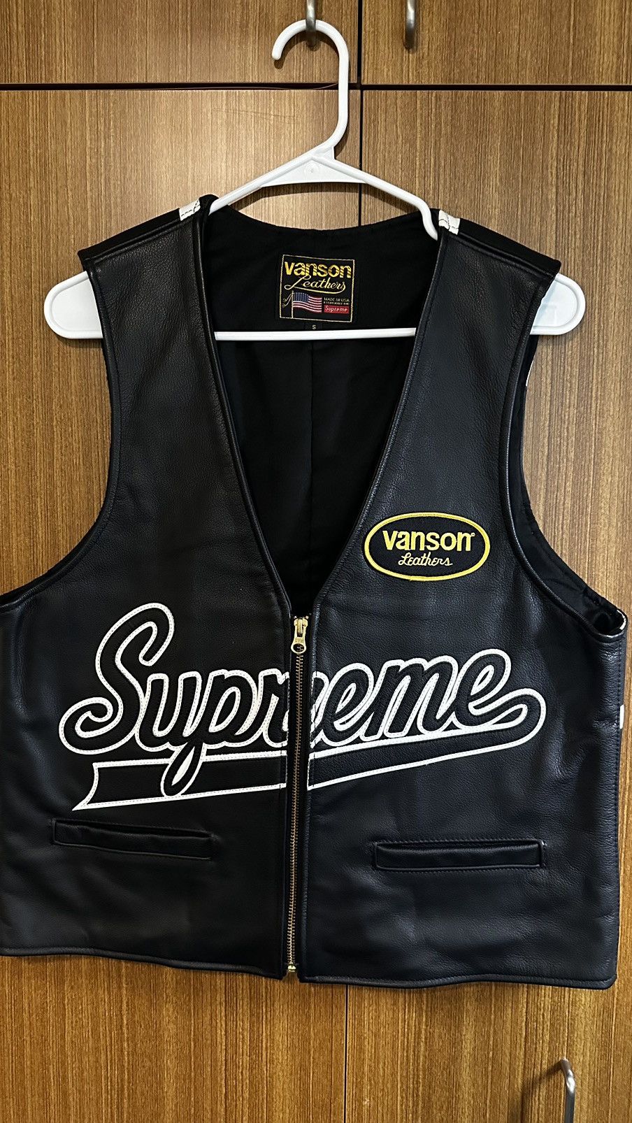 image of Supreme Vanson Leathers Spider Web Vest in Black, Men's (Size Small)