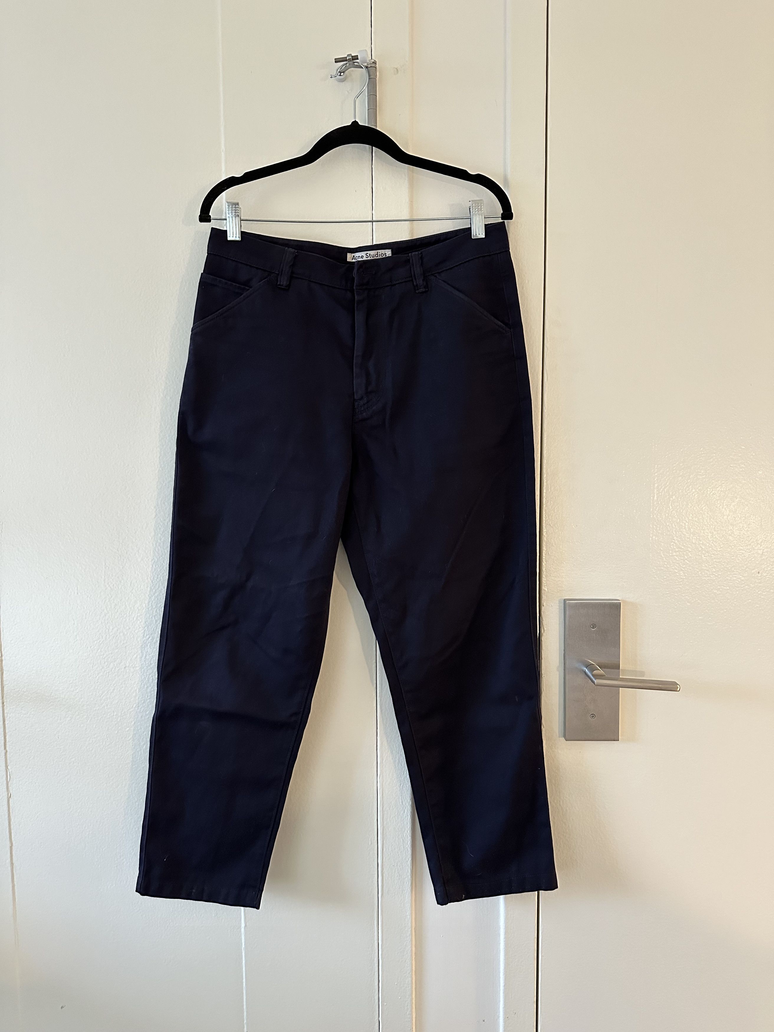 image of Acne Studios Allan Trousers in Navy, Men's (Size 31)