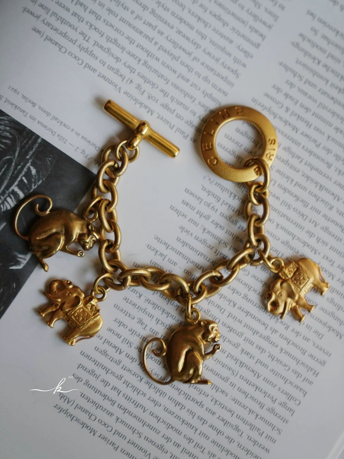 Celine Celine Vintage Monkey & Elephant Gold Bracelet Size ONE SIZE - 2 Thumbnail