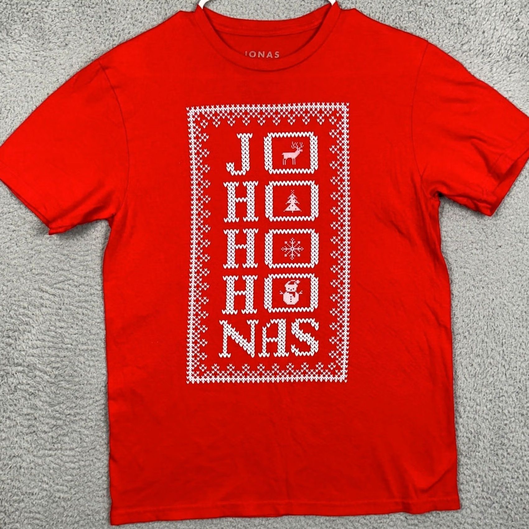 Vintage Jonas Brothers Mens Medium T-Shirt Graphic Print Red Christmas Crew Neck Short Sleeve Holiday Logo 2020s Size US M / EU 48-50 / 2 - 3 Thumbnail
