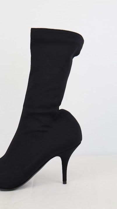 Balenciaga o1rshd1 Tronc.T S.Cuoio Jersey Crepe Boots in Black Size US 7.5 / IT 37.5 - 6 Thumbnail