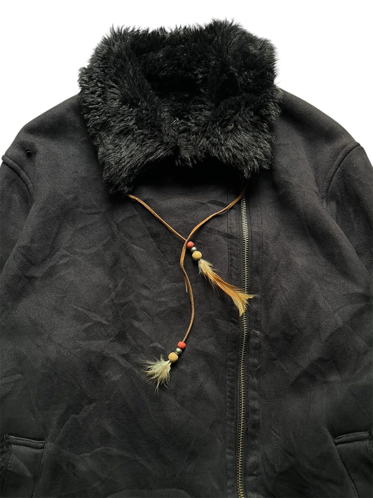 Japanese Brand Uniqlo faux fur velvet asymmetric punk jacket Size US L / EU 52-54 / 3 - 4 Thumbnail