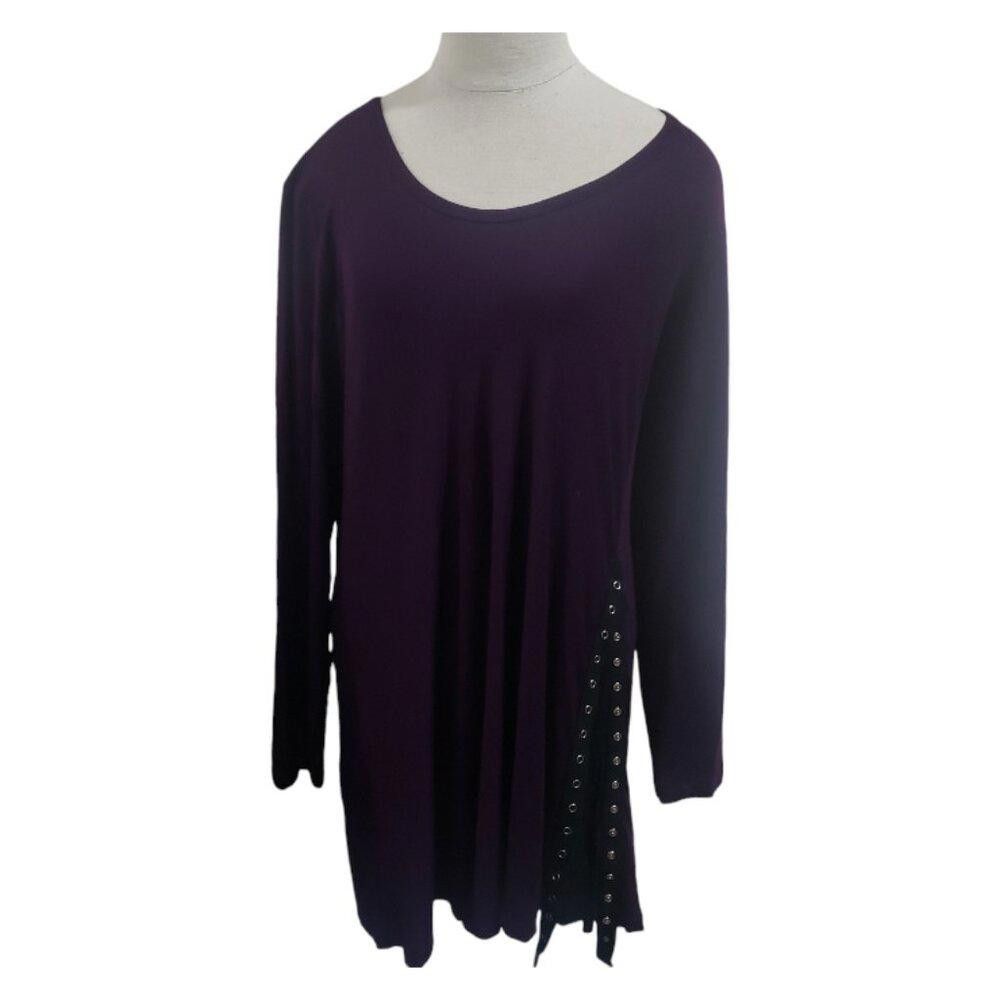 Designer CT1826 Comfy USA Purple & Black Tunic L Size L / US 10 / IT 46 - 1 Thumbnail