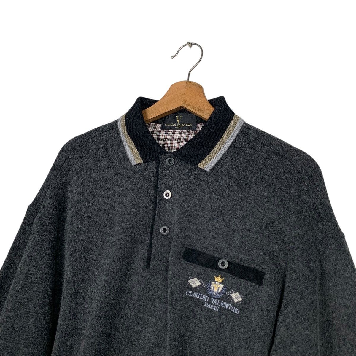 Vintage 90's CLAUDIO VALENTINO Half Button Sweatshirt #2524-C114 Size US L / EU 52-54 / 3 - 4 Thumbnail