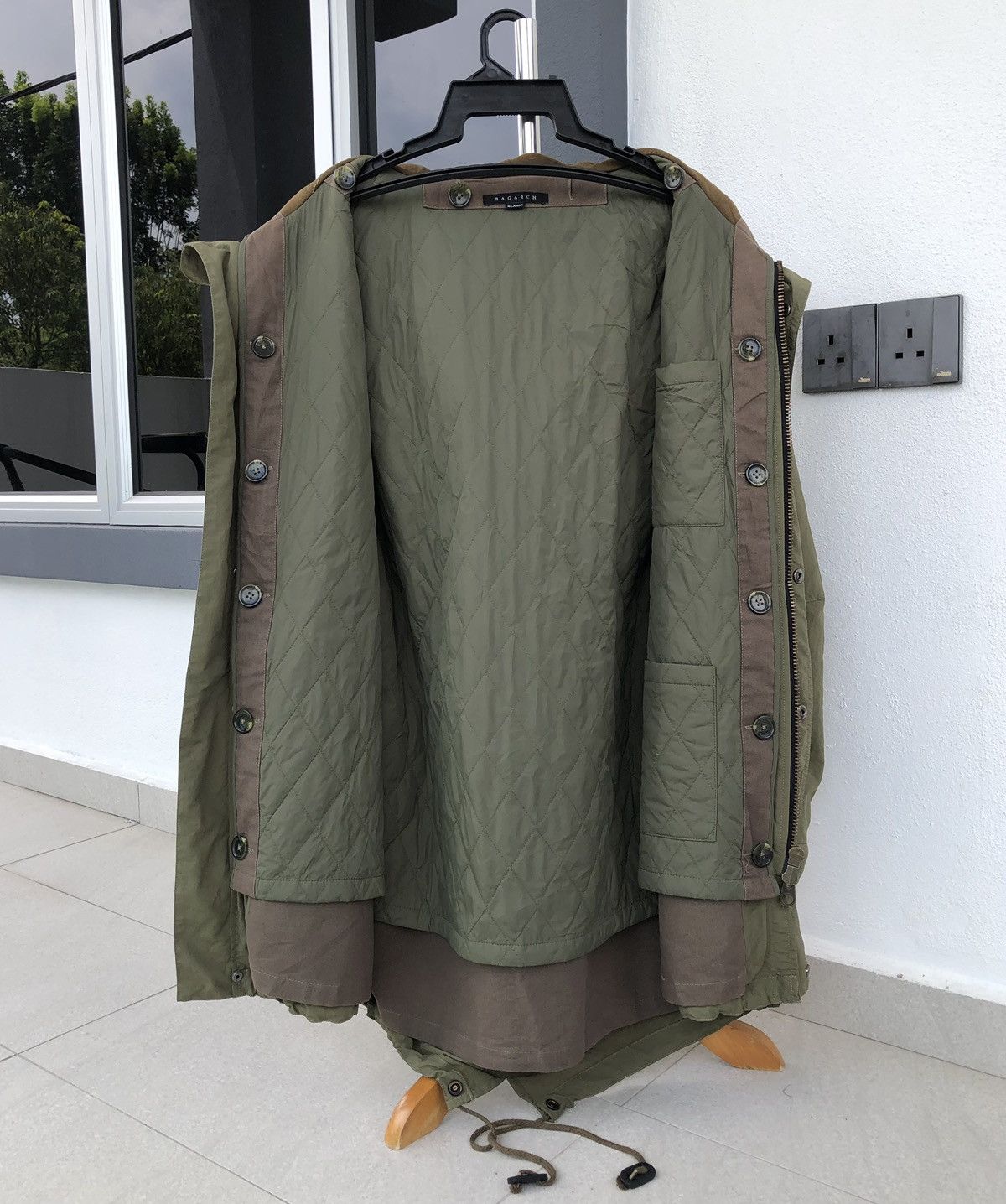 Japanese Brand BAGARCH Mod Coat Olive Military Coat Cross Big Logo Parka Size US XL / EU 56 / 4 - 13 Thumbnail