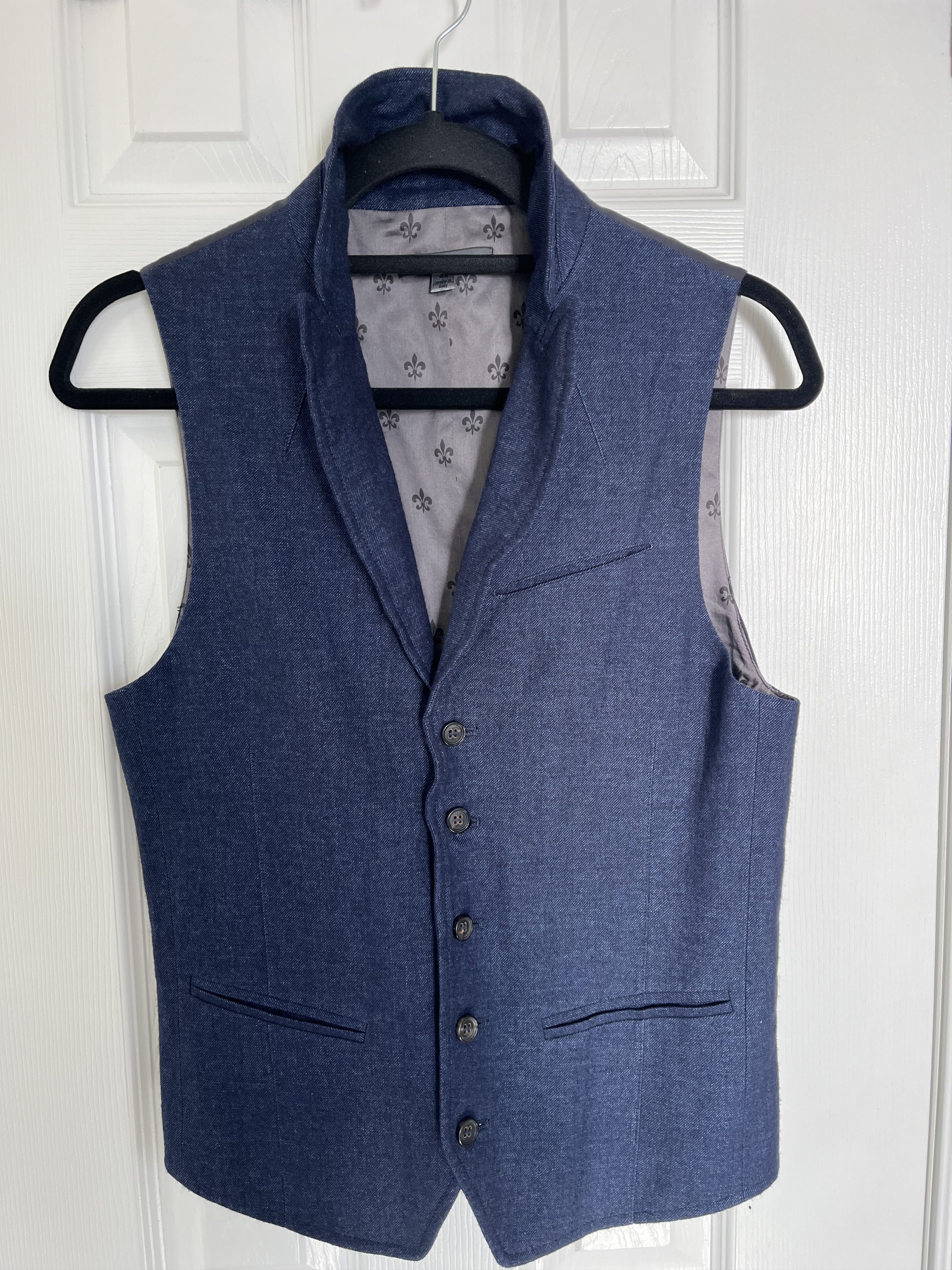 image of John Varvatos Collection - Navy Wire Collar Vest - Xs, Men's