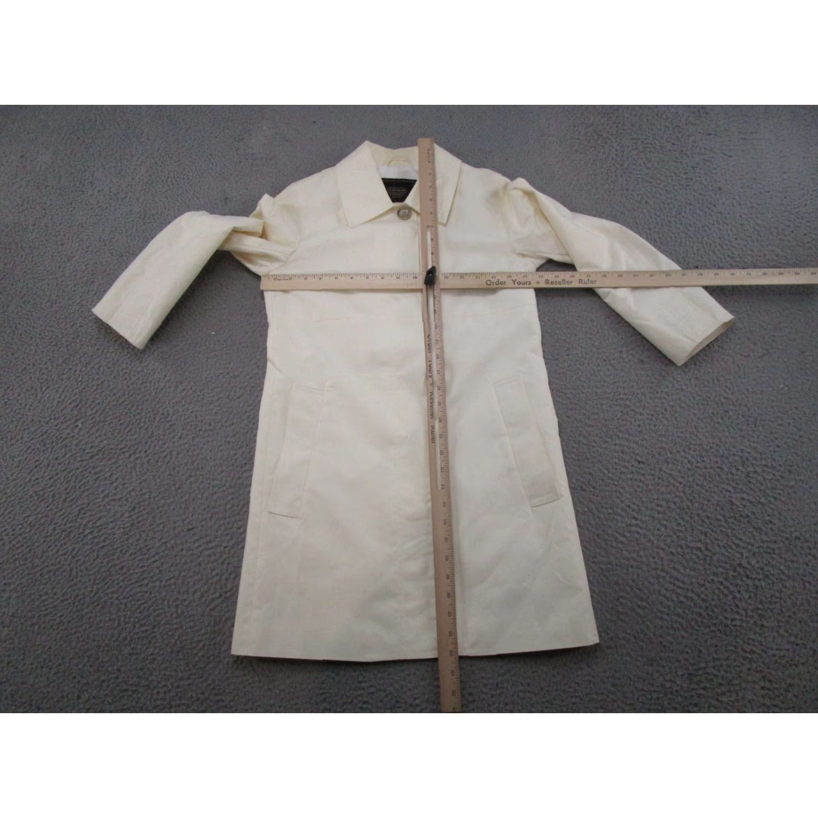 Coach Coach Jacket Women XS Ivory Leather Blend Zip Collared Long Sleeve Trench Coat Casual Vintage: No? Size XS / US 0-2 / IT 36-38 - 5 Thumbnail