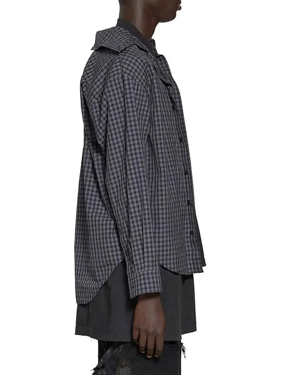 Balenciaga o1bcso1str1124 Trompe L'œil Shirt Regular Fit in Black/Grey Size US M / EU 48-50 / 2 - 4 Thumbnail