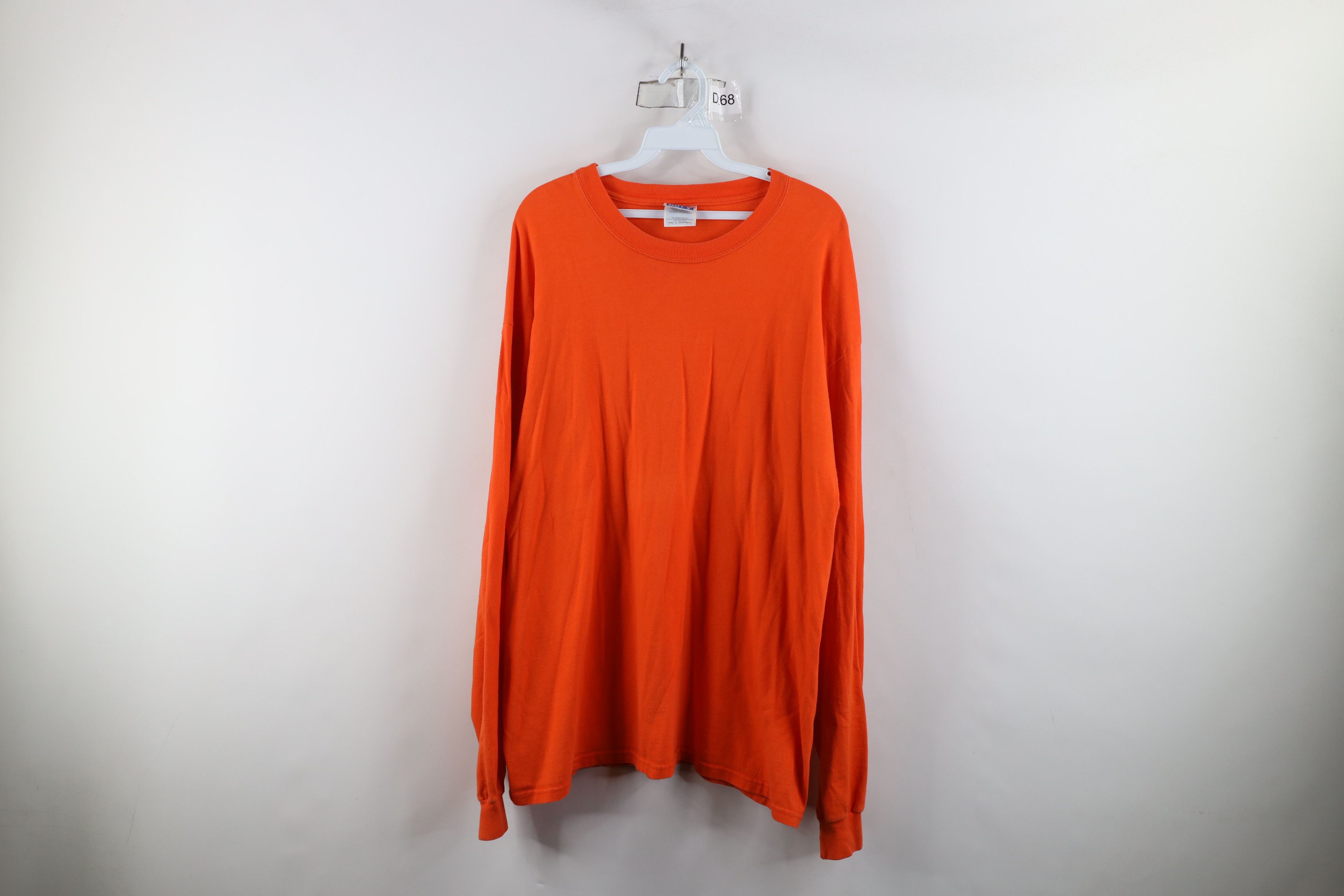 Hanes × Vintage Vintage 90s Hanes Beefy Long Sleeve T-Shirt Orange Cotton Size US XL / EU 56 / 4 - 1 Thumbnail