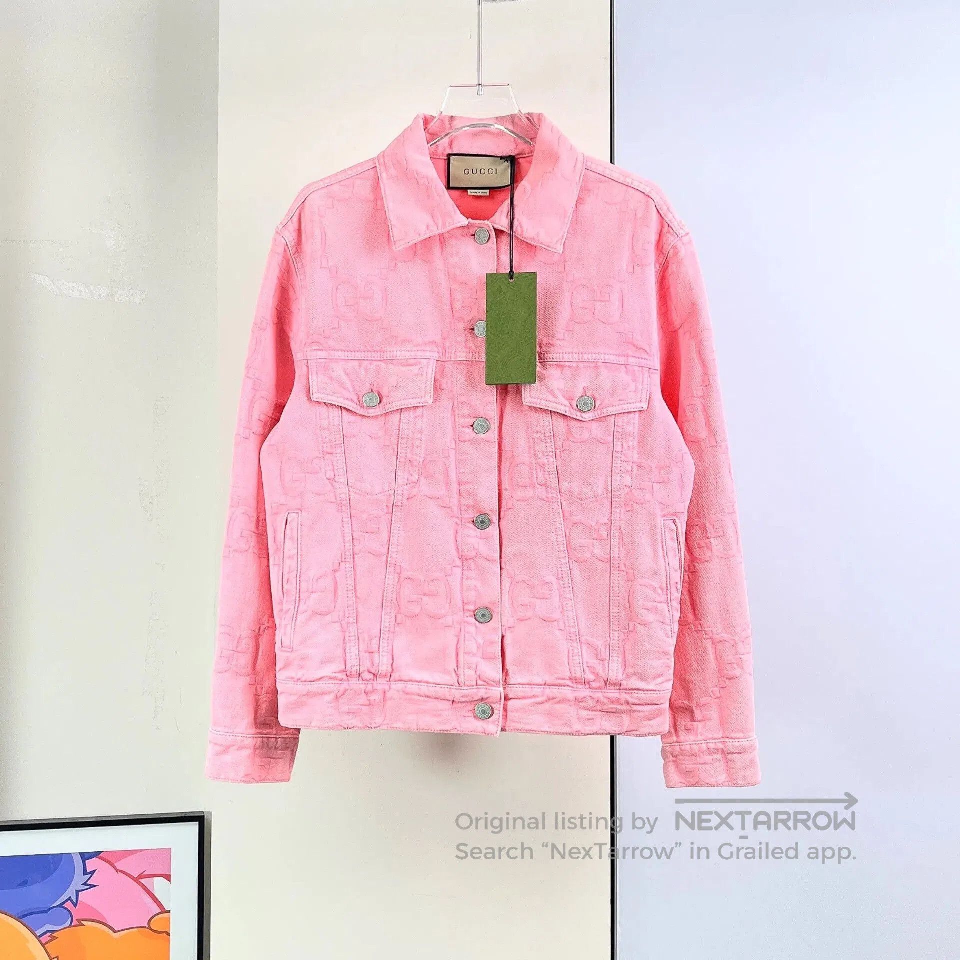 Gucci Gucci Pink Logo Print Denim Jacket. Size S / US 4 / IT 40 - 2 Thumbnail