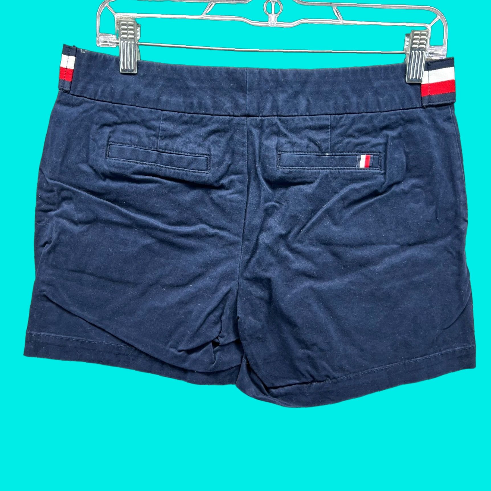 Tommy Hilfiger Tommy Hilfiger Shorts Womens 4 Blue Navy Red Chino Flat Front Classic Canvas Logo Pockets Summer Casual Mens? (Note: Gender at end) Size 27" / US 4 / IT 40 - 1 Thumbnail