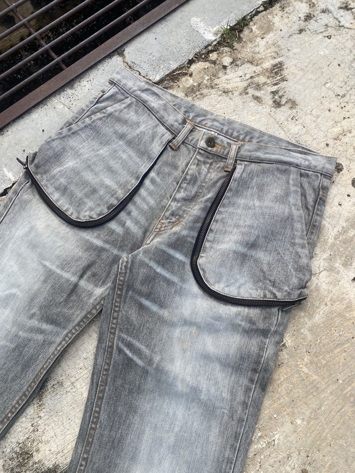 Japanese Brand Vintage L.Z.G Streetwear Grey Denim with Dual Zip Pockets Size US 32 / EU 48 - 3 Thumbnail