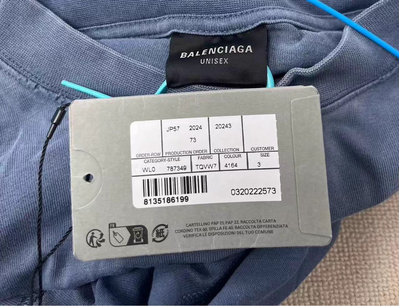 Balenciaga Balenciaga Logo Print Crew Short-Sleeve T Men's Light Blue 3 Size US L / EU 52-54 / 3 - 3 Thumbnail