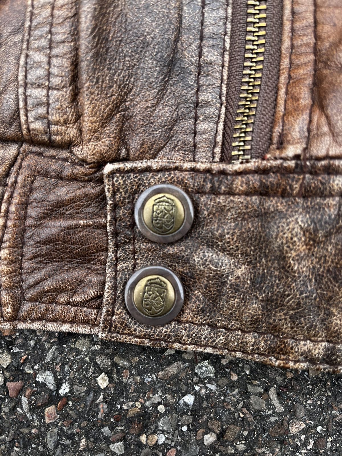 Vintage Vintage 80s Brown Leather Biker Jacket Size L / US 10 / IT 46 - 9 Thumbnail