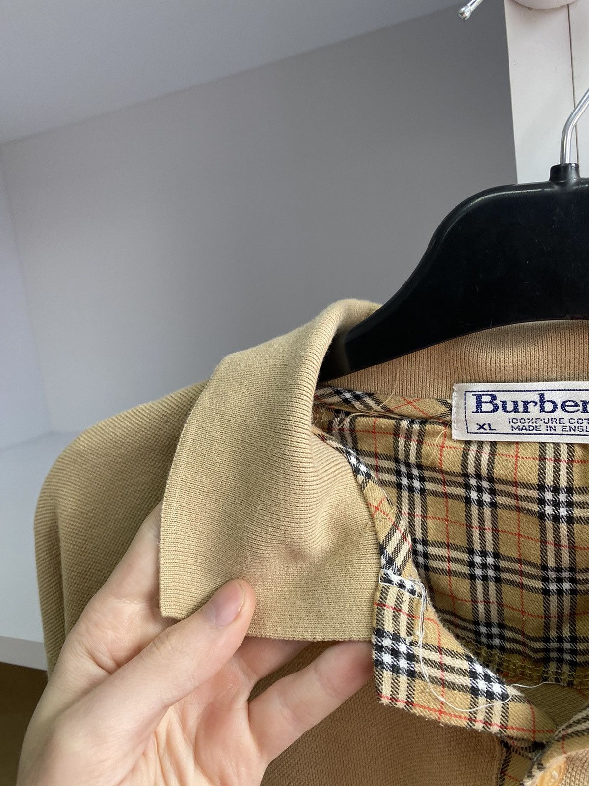 Burberry × Designer × Vintage Vintage Burberry Long Sleeve Rugby Beige Shirt Size US XL / EU 56 / 4 - 10 Thumbnail