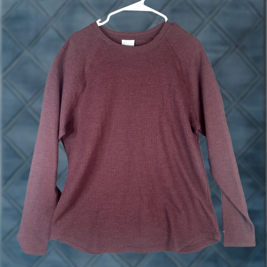 Vintage Columbia Womens 2XL Burgundy Red Waffle Knit Long Sleeve Crewneck Tee Shirt Size XXL / US 16-18 / IT 52-54 - 1 Thumbnail